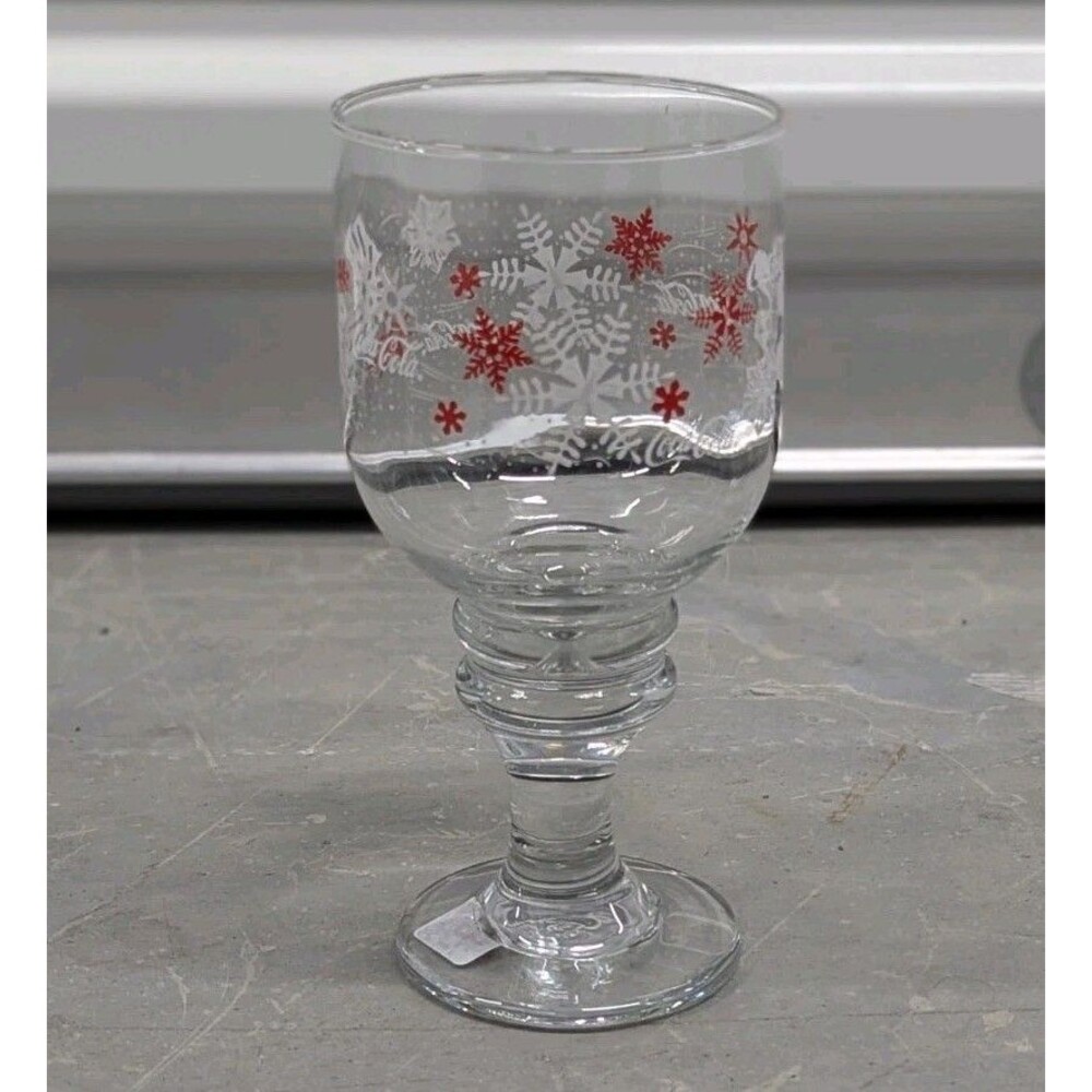 Vintage Coca-Cola Snow Flakes Heavy Glass Goblet‎ Winter Wonderland Cup 7"